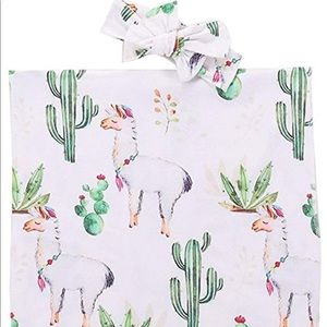 Cactus Llama Swaddle and Bow